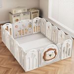 Baybee Lion Kids Playpen for Babies | Foldable Baby Play Area Indoor Setup with Safety Lock & Double Knob | Baby Activity Playards for Toddlers | Outdoor Play Pen for Kids for 0-5 Years (16 Panels)
