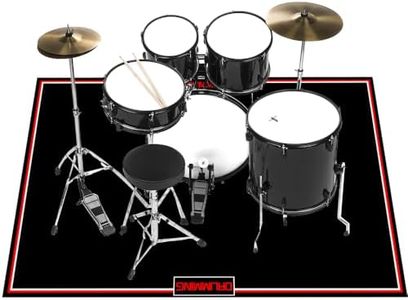 Drumming 4x6ft Drum Rug Mat with Non-Slip Grip Bottom,Drum Carpet Noise Reduction, Floor Protection for Electric Drum and Jazz Drum Set Splash Stands, Gift for Drummers, Music Practice Kit, Black.