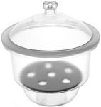 EISCO Desiccator with Knob Cover - 25cm (9.8") Porcelain Plate - Borosilicate Glass