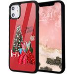 Idocolors Red Cute Case for iPhone 6/iPhone 6s,Soft Flexible TPU Bumper&Aluminum Hard Back Ultra Slim Shockproof Girly Design Christmas Tree Gifts Protective Cover iPhone 6s Case