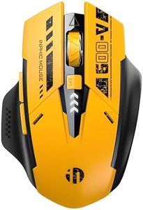 INPHIC Wireless Gaming Mouse, Tri-mode Bluetooth 5.0/4.0 & 2.4G USB Wireless Mouse, Rechargeable, 800-2400 DPI Adjustable, Power level Indicator, Bluetooth Mice for Laptop PC Computer, Mecha Yellow