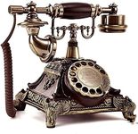 Scizor Retro Resin Rotary Dial Telephone Imitation Copper Vintage Corded Phone European-Style Antique Old Fashion Landline Phone for Home Office Hotel Creative Decor