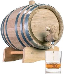 1 Liter Oak Aging Barrel (Distillery Series - Steel Hoops, Unvarnished) with Wood Stand, Bung & Spigot - 1L Charred Bourbon Whiskey Barrels For The Home Brewer, Distiller, Wine Maker, Cocktail Aging