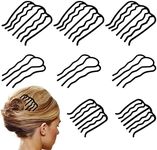 8 Piece U-Shape Hair Combs for Women's French Twist Updo and Bun Vintage Styling (Black)