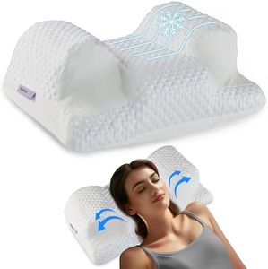 YourFacePillow- Back Sleeper Beauty Pillow, Cervical Neck Pillow, Patented Contour Memory Foam Pillow, Ergonomic Neck, Back and Shoulder Support. Back Sleeping Reduces Pressure on Skin - Cooling