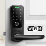 ULTRALOQ Latch 5, World's First Integrated WiFi Smart Lock (Black) with Fingerprint ID, 5-in-1 Electronic Keyless Entry Handle with Bluetooth, Biometric Fingerprint and Touch Digital Keyboard