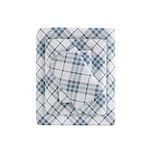 True North by Sleep Philosophy Cozy Flannel Warm 100% Cotton Sheet - Novelty Print Animals Stars Cute Ultra Soft Cold Weather Bedding Set, Queen, Blue Plaid 4 Piece