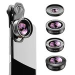 Apexel HD 5in1 Camera Lens Kit,2x Telephoto Zoom Lens + 170 degree Super Wide Lens + 10x Macro Lens +110 Degree Wide Angle Lens+ 195 degree Fisheye for iPhone and Samsung Huawei and most Smartphone