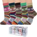 Century Star Christmas gifts for women Wool socks Warm winter socks Cabin socks women Fuzzy Socks with Gift Box 5 Pairs Snowflake One Size