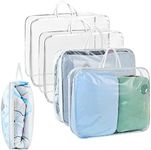 Milkary Large Storage Bag, 5 Pack Clear Plastic Storage Bag with Metal Zipper Moth Moisture Protection for Clothes Blankets Pillows Bedding Toys