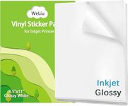 Weliu Glossy Printable Vinyl Sticker Paper for Printer - 100 Sheets Quickly Vivid Colors Waterproof Decals for Inkjet & Laser Printers, Compatible with Cricut/Silhouette for DIY Crafts, 8.5x11