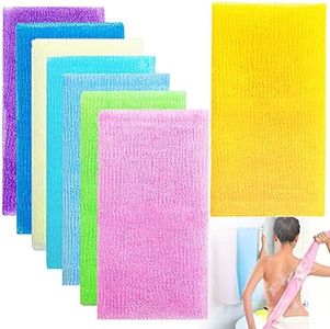 8 Pcs 35 Inch Exfoliating Bath Cloth,Beauty Skin Bath Wash Towel,Nylon Shower Washcloth Body Scrubber Loofah for Women and Men