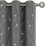 BGment Short Blackout Curtains 36 Inches Length for Small Window, Grommet Thermal Insulated Window Drapes with Wave Line and Dots Printed for Kitchen Bedroom, 2 Panels, Each 42 x 36 Inch, Dark Grey