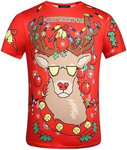 SSLR-Mens-Christmas-Shirt-Funny Xmas Holiday Ugly Tee Shirt Crewneck Lightweight Causal (X-Large, Red)