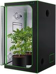 SereneLife Medium Hydroponic Grow Tent Garden - 36'' x 36'' x 72'' Indoor Plant Growing System w/ Durable Reflective 600D Mylar, Observation Window - Includes Removable Floor Tray, Pole Shelf