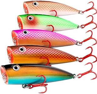 XBLACK Hard Fishing Lures Set 2.75''/0.29oz 5PCS Popper for Beginner Starter, XBLACK Baits, Catch Big Fish!