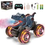 Hodlvant Remote Control Car, 1:16 Scale Monster Truck Toys, 2.4GHz Dinosaur Toys with Spray Roar LED Lights, Birthday Present Easter Xmas Gift for Toddler Girl Boy, Kids Toys Gifts for 3-8 (Blue)