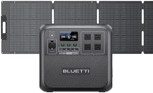 BLUETTI AC180 Solar Generator with 200W Solar Panel (Ships Separately), 1152Wh Portable Power Station w/ 4 1800W (2700W Surge) AC Outlets, LiFePO4 Emergency Power for Camping, Off-grid, Power Outage