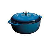 Lodge 5.68 litre / 6 quart Cast Iron/Porcelain Enamel Dutch Oven/Casserole Dish, Blue