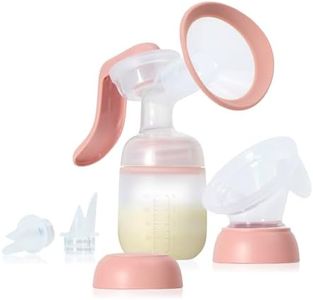 Frida Mom 2-in-1 Manual Breast Pump with Hands-Free Silicone Suction Cup, Milk Collector, Wireless Ergonomic Handle, and SoftFeel Flange for Breastfeeding