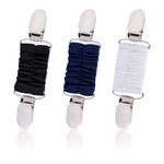 3pcs Dress Clips, Back Cinch Clips with Elastic Band Design Clothes Clips Waist Cincher Clip Cardigan Collar Clips Travel Hat Clips Sweater Clips for Women Girl Decor (Black, White, Blue)