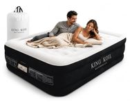 King Koil Luxury Full Size Plush Pillow Top Air Mattress with Built-in High-Speed Pump for Home, Camping & Guests 20" Inflatable Double High Blow Up Airbed, Durable, Waterproof