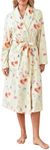 Owl's-Yard Women's Soft Summer Dressing Gown Floral Fruit Print Plush Shawl Collar Bathrobe Warm Lounge Robe with Belt, A-yellow, Large