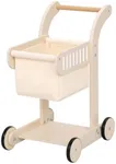OOOK Baby Push Walker Doll Stroller, Wooden Baby Walker for Girls and Boys, Kids Shopping Cart for Toddlers, Kids Stand Learning Walker with 4 Wheels