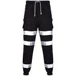 A2Z High Visibility Safe Work Pants Reflective Sweatpants - Hi Vis Trouser Black L