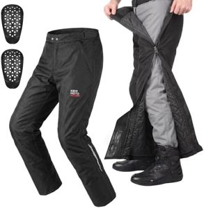 KEMIMOTO Motorcycle Pants Full Side Zip CE Armor Windproof Black