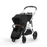 Cybex Gazelle S 2 Stroller – Modular Double Stroller for Infant and Toddler, Includes Detachable Shopping Basket, Over 20+ Configurations, Folds Flat for Easy Storage - Moon Black/Silver Frame