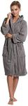 Turkuoise Women's Turkish Cotton Hooded Robe, Terry Hooded Bathrobe, Gray, Small