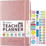 JUBTIC Teacher Planner 2024 2025 Academic Year, 52+6 Weeks Homeschool Planner, Weekly & Monthly Lesson Plan Book Notebook for 7 Periods, Teacher Accessories for Women and Men 7 * 10”-Rose Gold