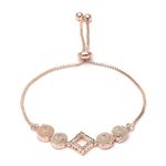 ZENEME Bracelet Rose Gold Plated White American Diamond Studded Square Shaped Adjustable Bracelet for Women and Gift for Girls