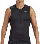 Zoot Men’s Core Tri Tank – Men’s Performance Triathlon Tank Top with 3 Back Pockets, Mesh Panels, and Cam Lock Zipper, Black, Medium