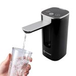 GentleJet Automatic Water Dispenser Pump for 5 Gallon Bottle - Digital Display, Type-C USB Charging, Portable Electric Water Pump, Foldable Spout, Quantitative & Continuous Water Dispensing (Black)