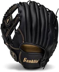 Franklin Sports Field Master Baseball + Softball Glove - Adult + Youth Glove - 11.0 Inch - Left Hand Throw - Men's + Women's - Black/Gold