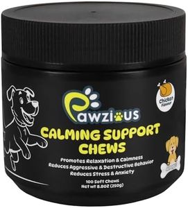 Pawzious Calming Chews for Dogs, Calming Treats with Valerian Root, Chamomile + Magnesium to Deal with Anxiety, Separation Stress Noise & Thunder Chicken Flavor - 100 Count