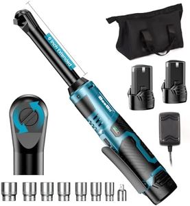 Seesii 3/8" Long Neck Ratchet Wrench, 40Ft-lbs 6" Extended Cordless Ratchet Wrench Kit w/ 2x2.0Ah Batteries & Fast Charge, 220RPM Variable Speed Ratcheting Wrench w/ 7 Sockets, RT400B