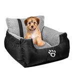 FRISTONE Dog Car Seat, Dog Booster Car Seat Travel Carrier with Clip-on Safety Leash and Storage Pocket Dog Seat for Puppy, Small Pet Comfortable and Anti-Slip - Black