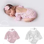 BabyMoon Girls Lace Romper with Hairband Born Baby Photography Photoshoot Props Costume