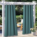 NICETOWN 2 Panels Patio Outdoor Curtains Waterproof, Thermal Insulated Rustproof Grommet Blackout Indoor Outdoor Gazebo Curtains/Drapes for Outdoor Activity, Teal, W52 by L84