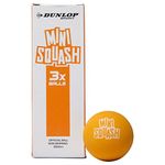 Dunlop Squash Balls Mini Play, Kids Age 7-10 (3 Balls), Orange