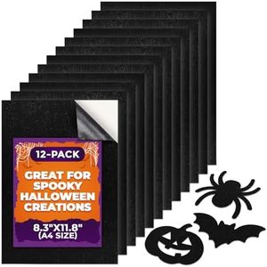 12-Pack Sticky Black Felt Sheets – 8.3"x11.8" (A4 Size) Self-Adhesive | Soft Black Felt Fabric with Strong Adhesive | Water-Resistant & Easy to Cut for Crafts, Jewelry Box Liners, Furniture Protection