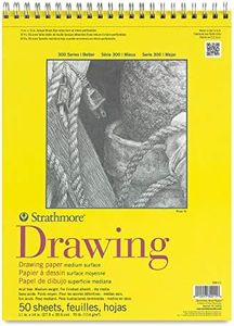 Strathmore 300 Series Drawing Paper Pad, Top Wire Bound, 11x14 inches, 50 Sheets (70lb/114g) - Artist Paper for Adults and Students - Charcoal, Colored Pencil, Ink, Pastel, Marker