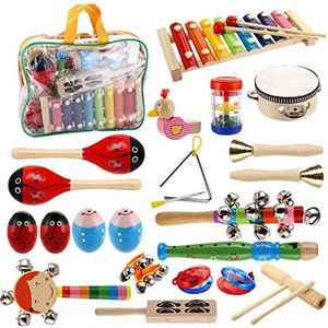 Yopay Toddler Musical Instruments, Kids Wooden Percussion Instruments Toys, Baby Rhythm Music Education Toys Set for Preschool Educational Early Learning, Boys and Girls with Storage Bag