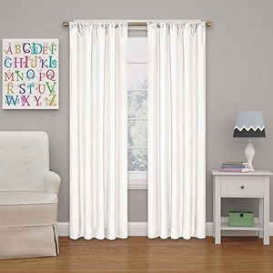 ECLIPSE Kendall Modern Blackout Thermal Rod Pocket Window Curtain for Bedroom or Living Room (1 Panel), 42 in x 84 in, White