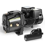Acquaer 1HP Shallow/Deep Well Jet Pump, Cast Iron Convertible Pump with Ejector Kit, Well Depth Up to 25ft or 90ft, 115V/230V Dual Voltage, Automatic Pressure Switch