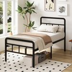 Richwanone 16 inch Twin XL Bed Frame with Headboard and Footboard, Heavy Duty Metal Platform with Steel Slat Support, No Box Spring Needed, Easy Assembly, Black