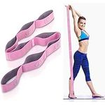 DEHUB Stretch Strap, Elastic Yoga Stretching Strap, Multi-Loop for Physical Therapy, Pilates, Yoga, Dance & Gymnastics Exercise and Flexible Pilates Stretch Band (Pink)